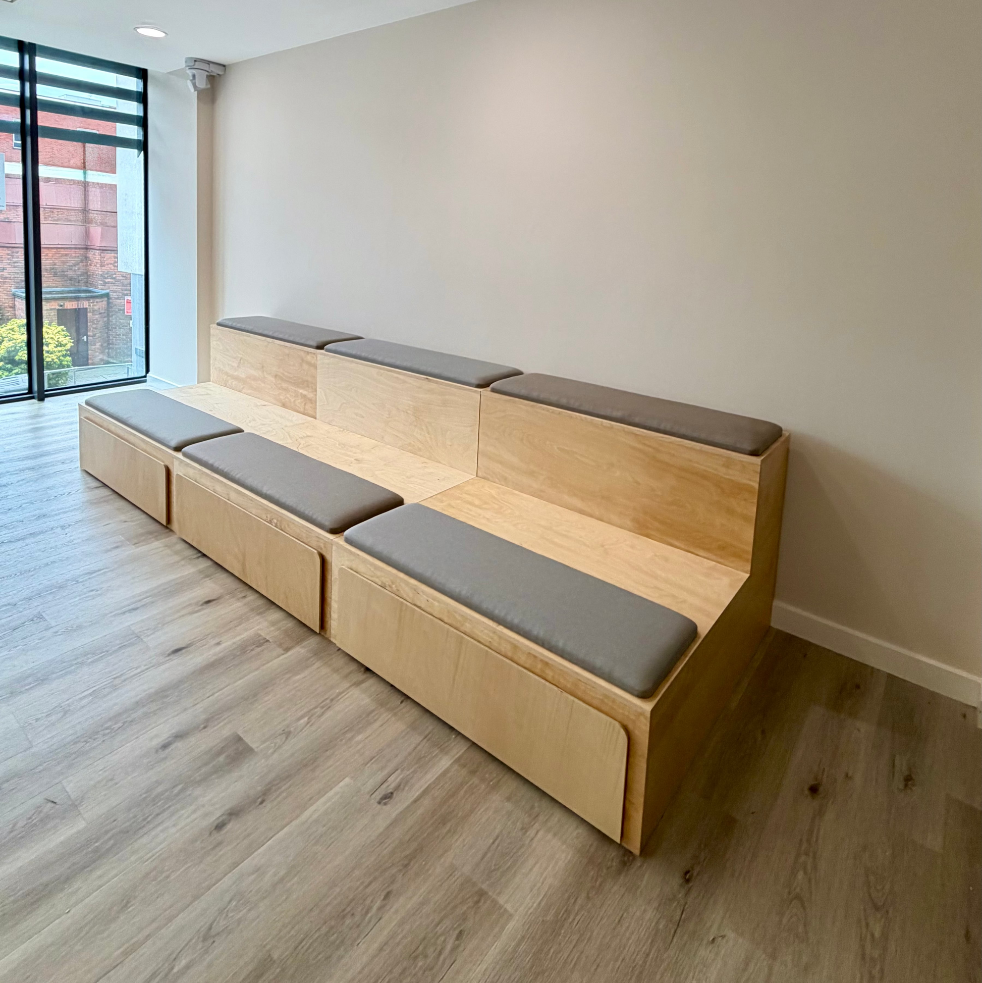 bleachers tiered seating with storage
